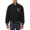 Milwaukee Bucks Embroidered Black Wool Varsity Jacket