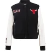 Chicago Bulls Classic Rib Wool & Leather Varsity Jacket Black & White