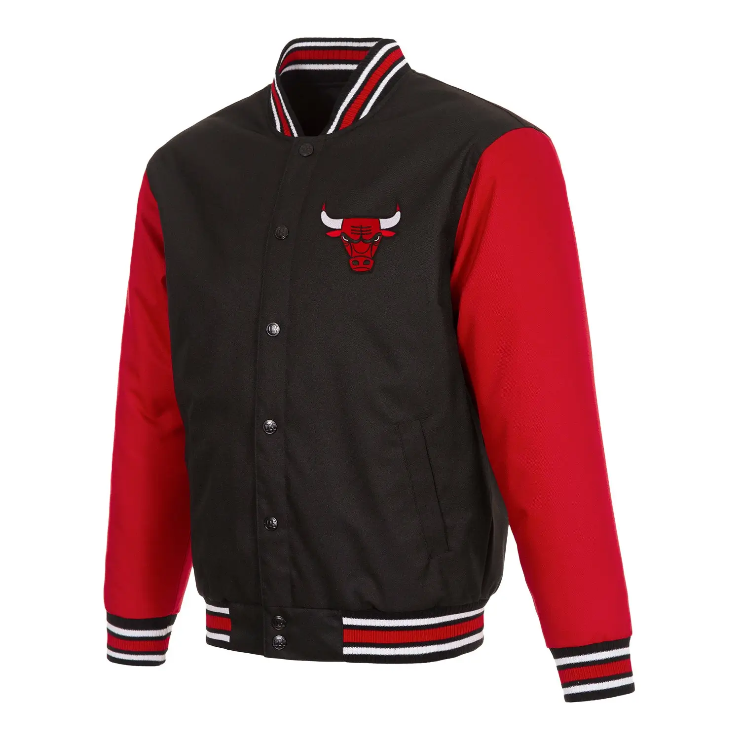 Chicago Bulls Logo Red & Black Satin Varsity Jacket