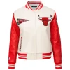 Chicago Bulls Wool & Leather Varsity Jacket Cream & Red