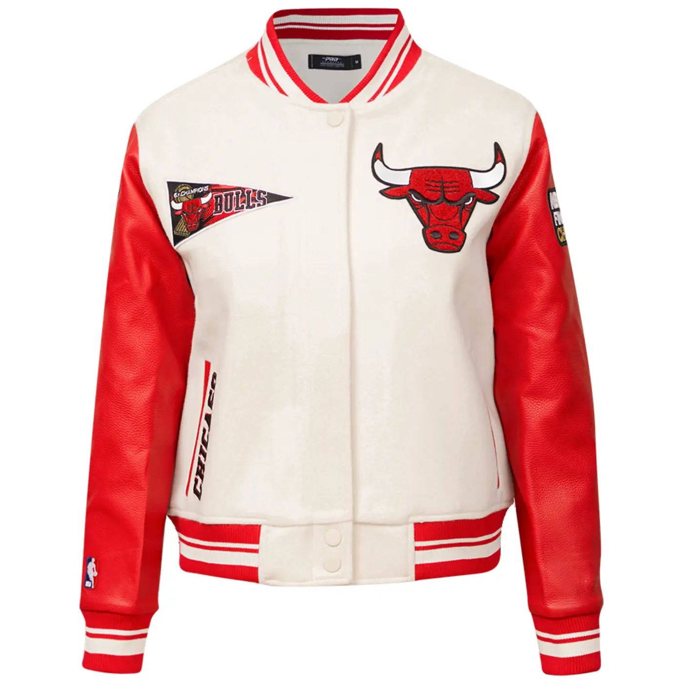 Chicago Bulls Wool & Leather Varsity Jacket Cream & Red