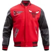 Chicago Bulls Wool & Leather Varsity Jacket Red & Black