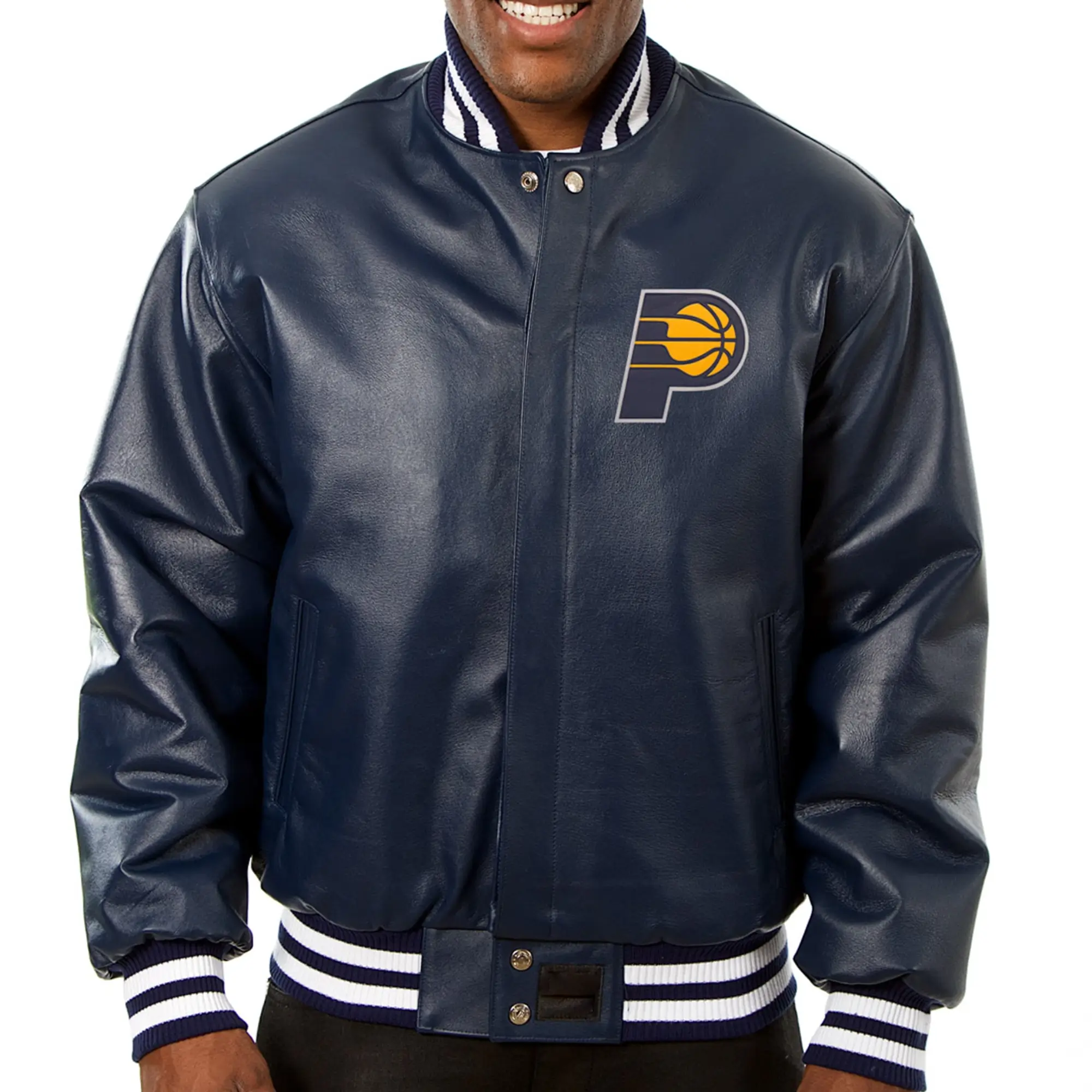 Indiana Pacers Leather Varsity Navy Jacket