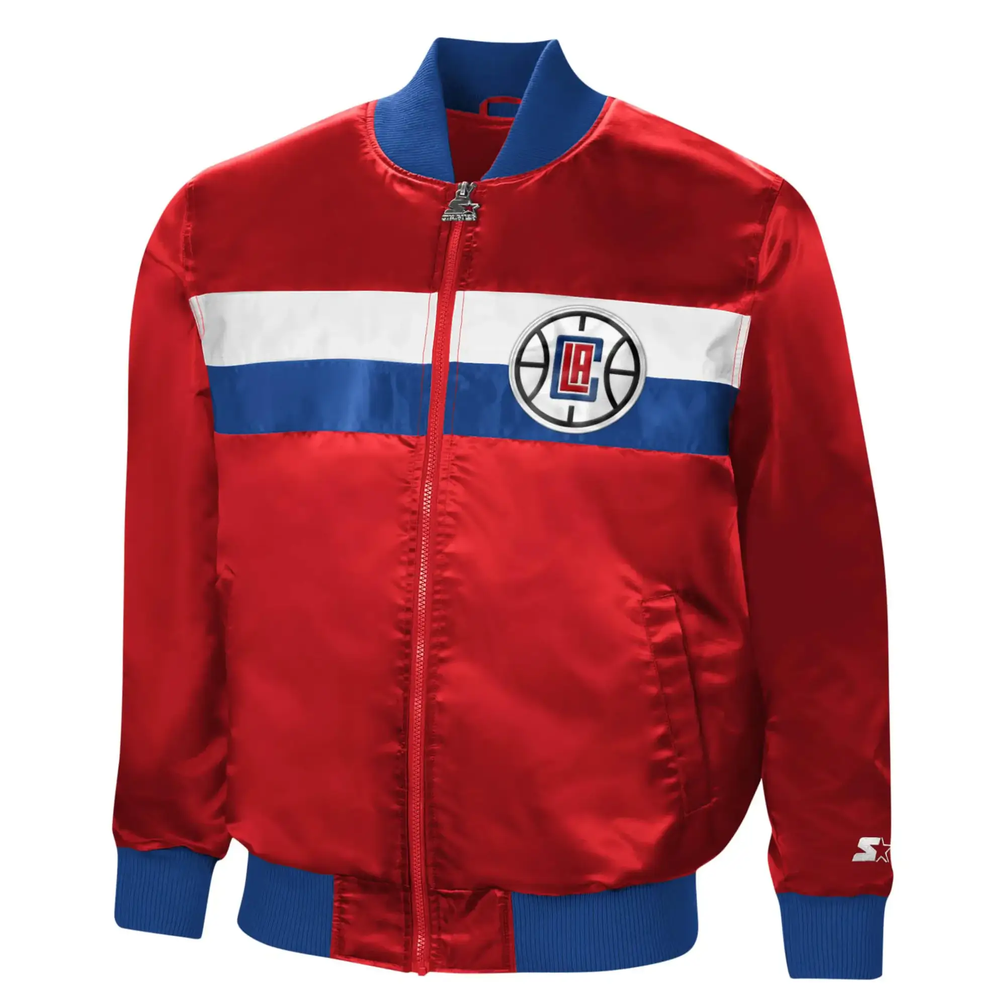 LA Clippers Starter The Ambassador Full-Zip Red Satin Varsity Jacket