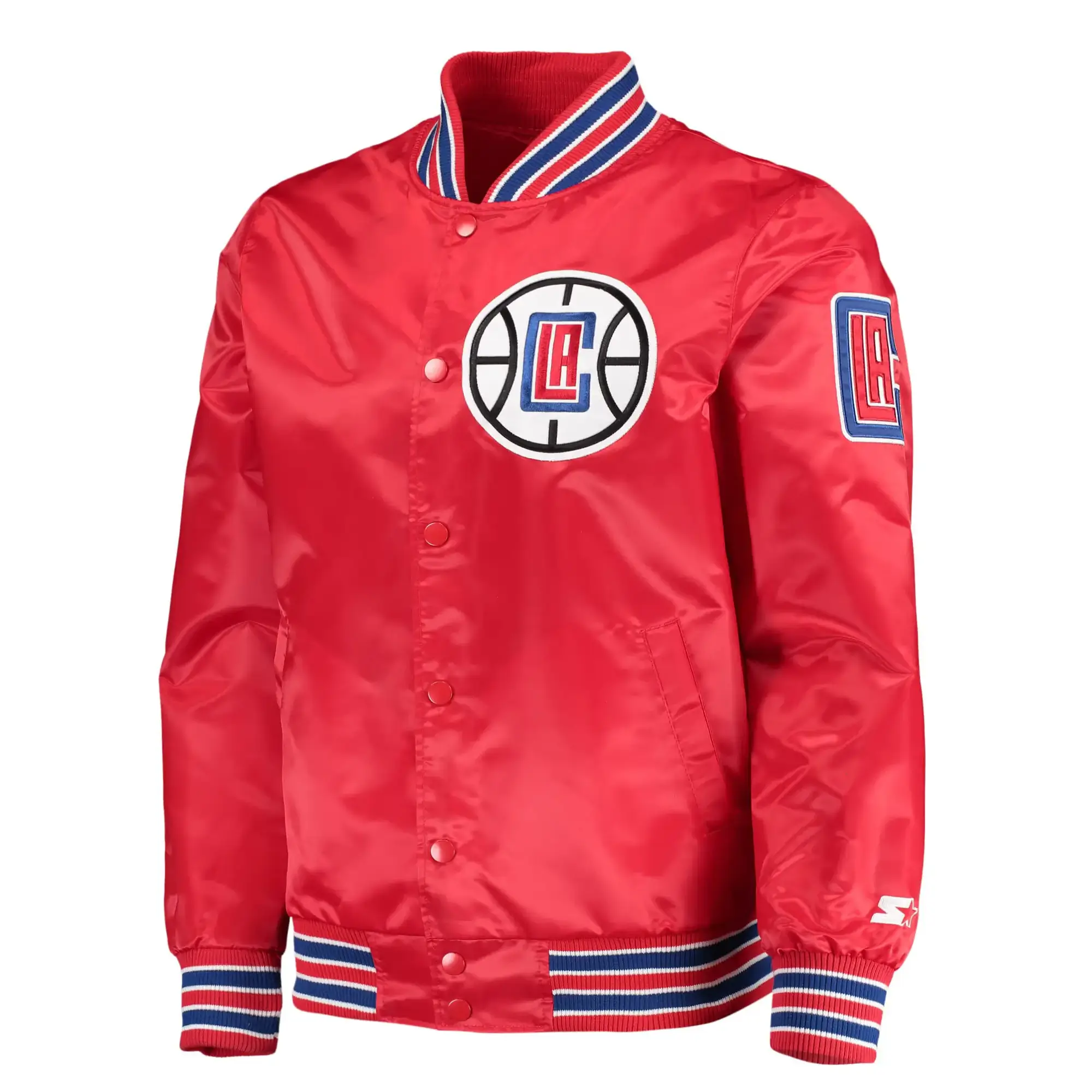 LA Clippers Starter The Diamond Classic Red Satin Varsity Jacket