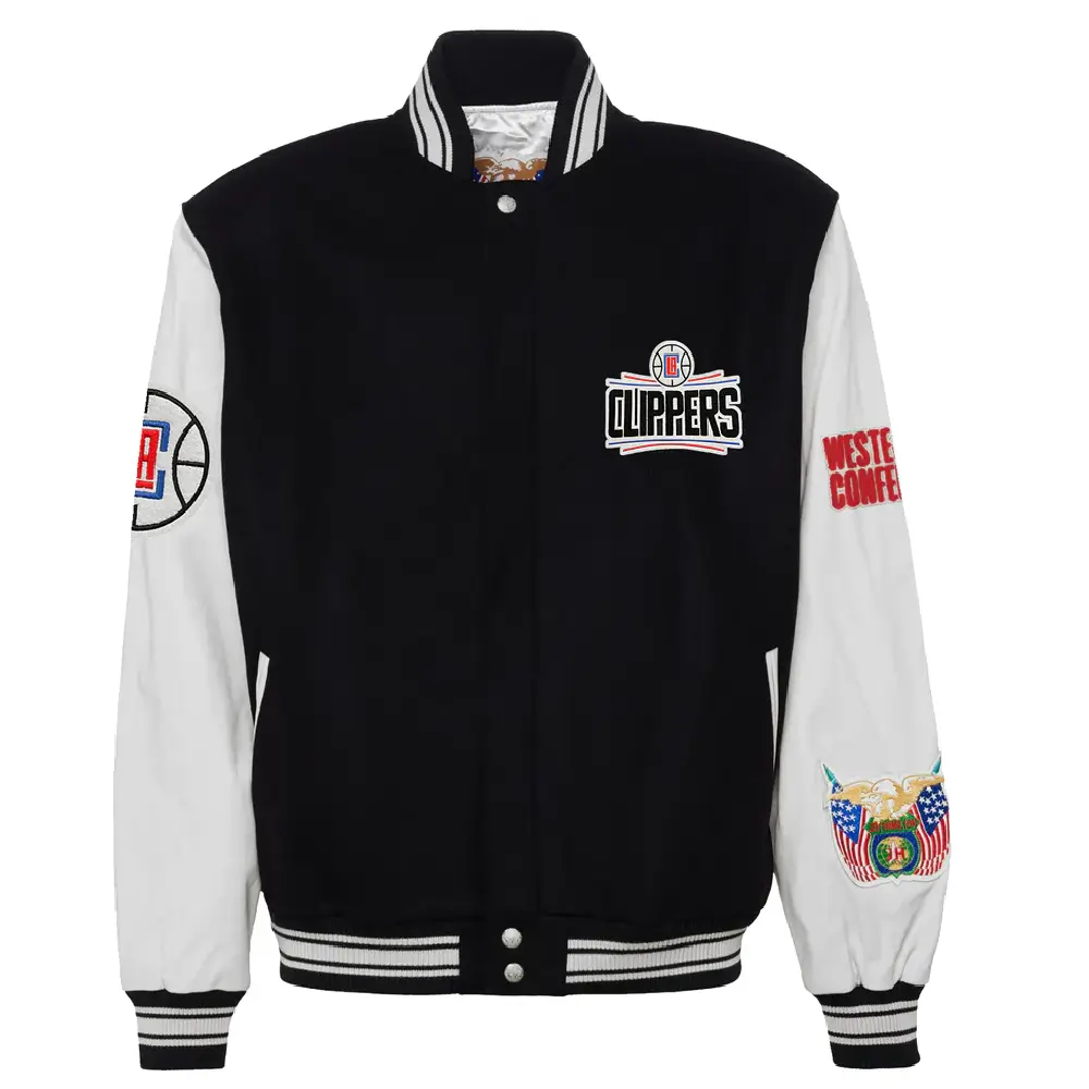 Los Angeles Clippers Wool & Leather Varsity Jacket Black & White