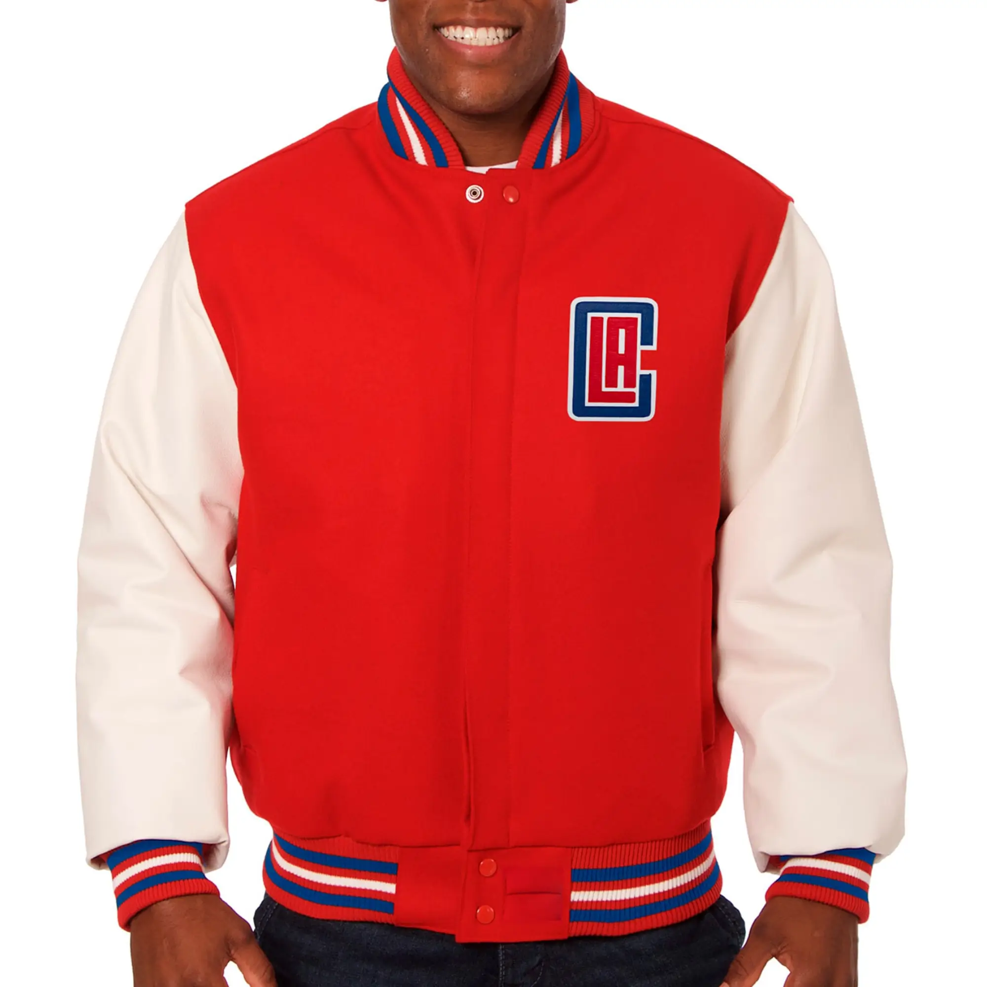 Los Angeles Clippers Wool & Leather Varsity Jacket Red & White