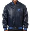Memphis Grizzlies Leather Varsity Navy Jacket
