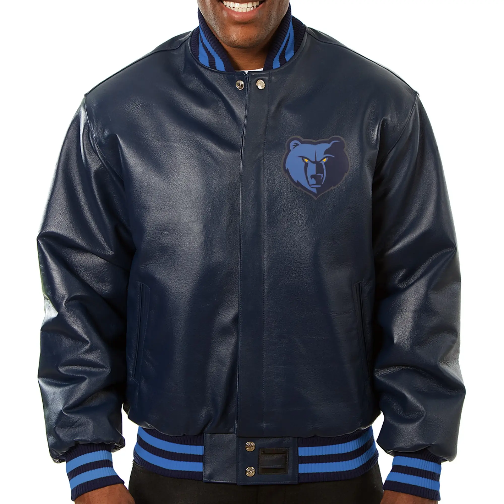 Memphis Grizzlies Leather Varsity Navy Jacket