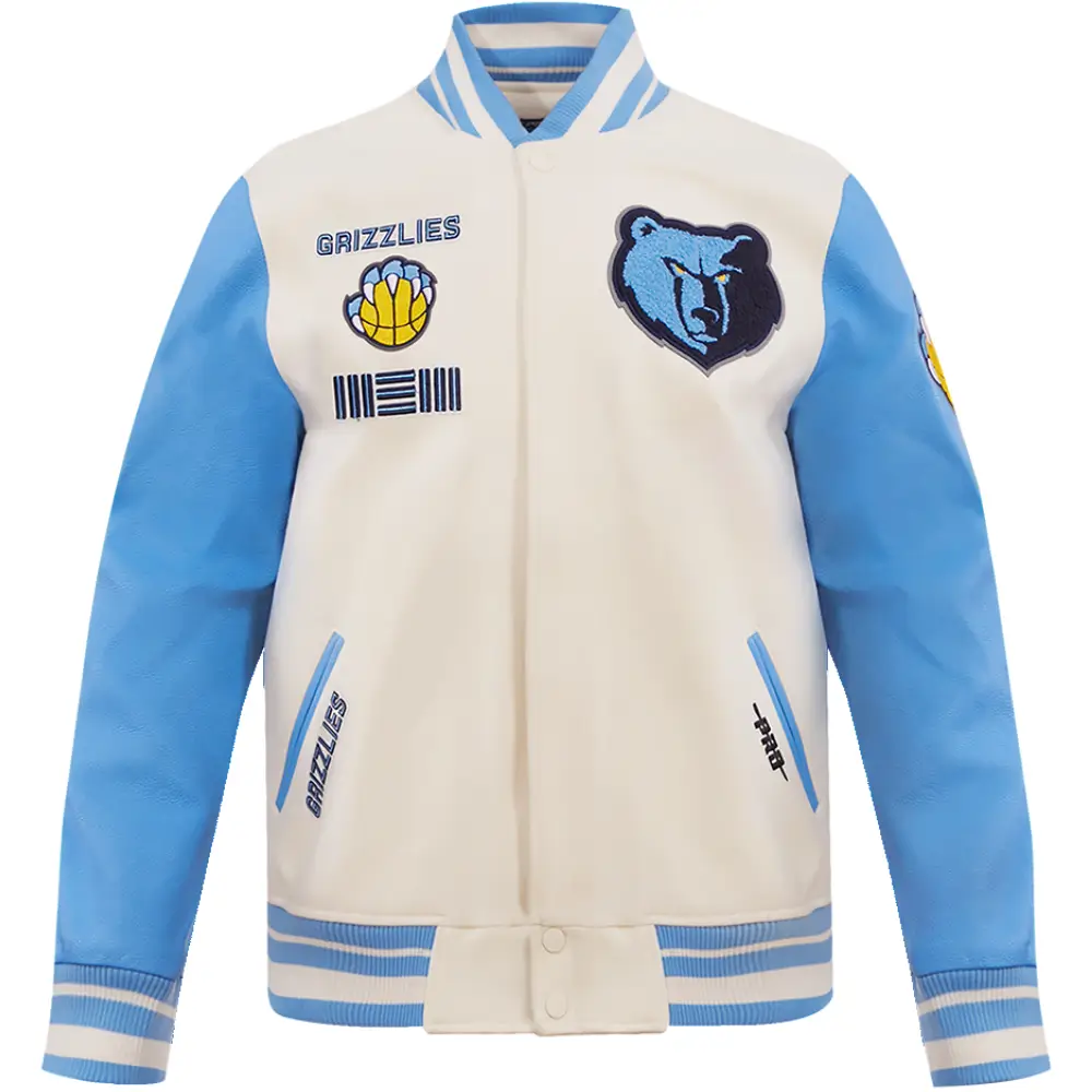 Memphis Grizzlies Pro Standard Cream/Sky Blue Varsity Jacket
