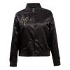 Milwaukee Bucks Women's Pro Standard Black Glam Satin Varsity Jacket
