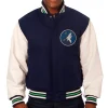 Minnesota Timberwolves Wool & Leather Varsity Jacket Navy & White
