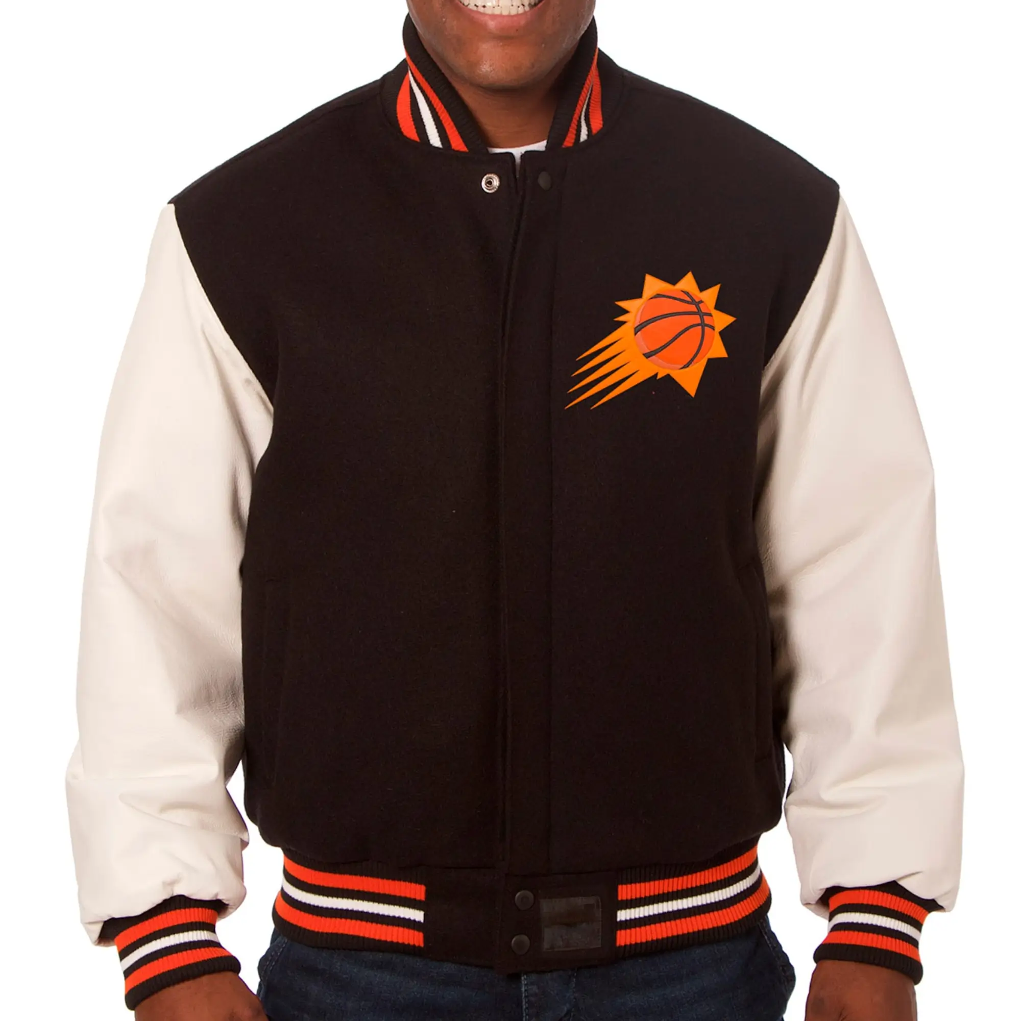 Phoenix Suns Wool & Leather Varsity Jacket Black & White