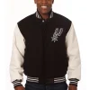 San Antonio Spurs Domestic Black Wool and Leather Jacket