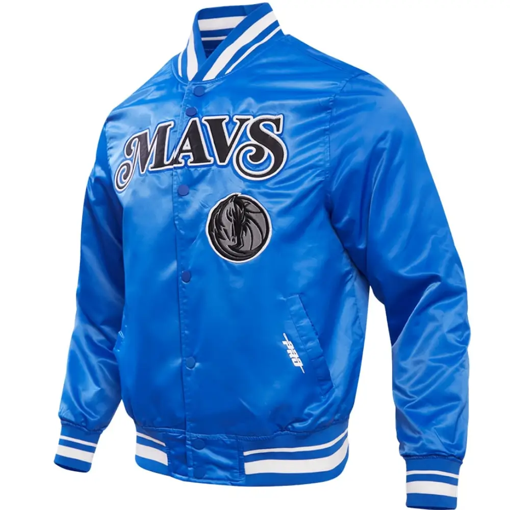 Dallas Mavericks Classic Rib Satin Varsity Jacket