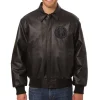 Dallas Mavericks Leather Varsity Jacket Button & Zipper Closure