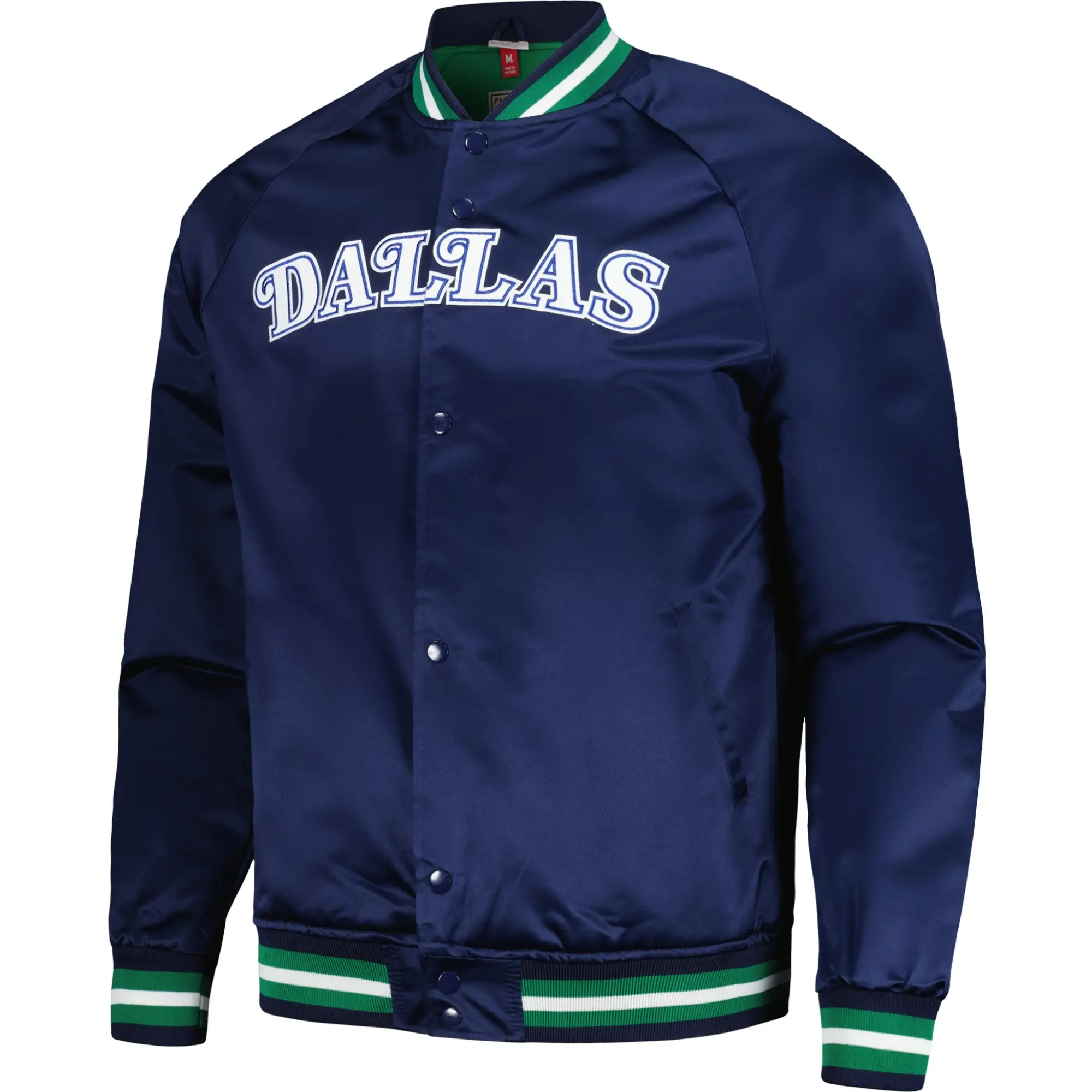 Dallas Mavericks Satin Varsity Navy Jacket Button Closure