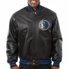 Dallas Mavericks Team Players Black Leather Varsity Jacket
