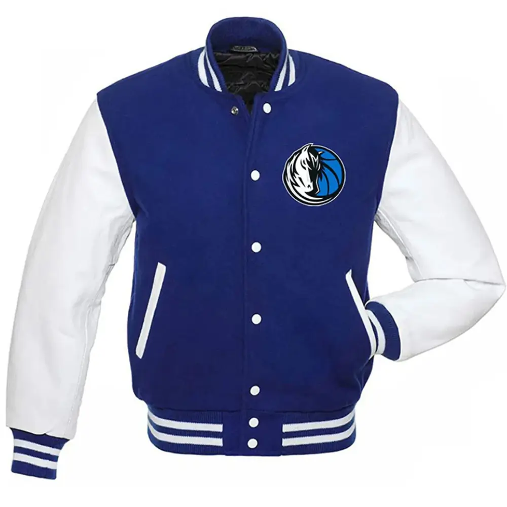 Dallas Mavericks Wool & Leather Varsity Jacket Button Closure
