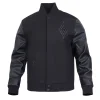 Las Vegas Aces Triple Black Wool & Leather Varsity Black Jacket